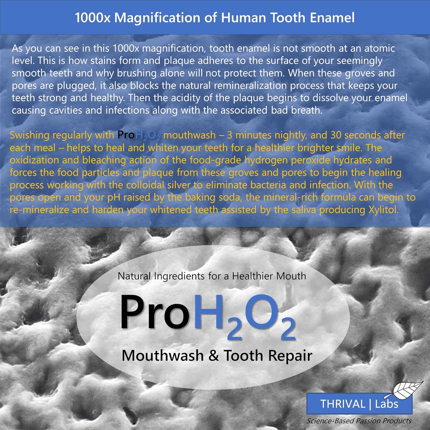 ProH2O2 – Enjuague bucal natural, batido de sal y reparación de dientes por Thrival Labs, dispensación superior de prensa, 16 onzas líquidas