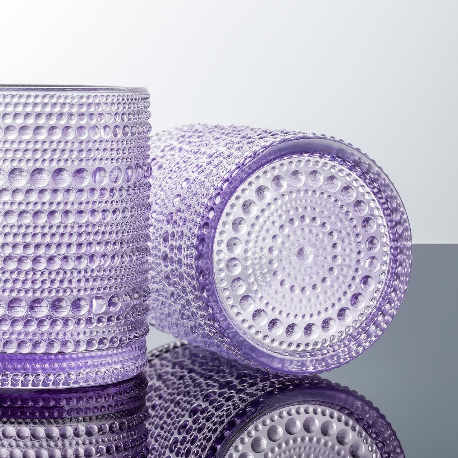 Paquete de 6 vasos para beber Hobnail de 10 onzas, vaso de vidrio moderno de 10 onzas, doble vidrio antiguo, cristalería de burbujas vintage