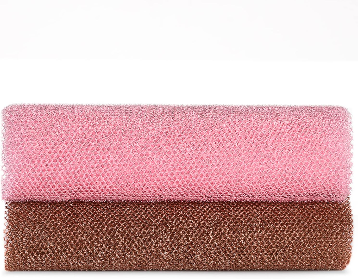 JASSINS Red exfoliante africana, red de esponja africana, exfoliante corporal de red larga para ducha, depurador de espalda, más suave (café + rosa)