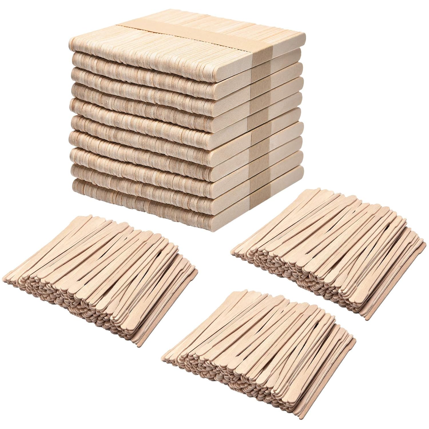1000 palitos de cera de madera, espátula de cera de madera, incluye 500 aplicadores grandes de cera de cejas y 500 piezas pequeñas de madera