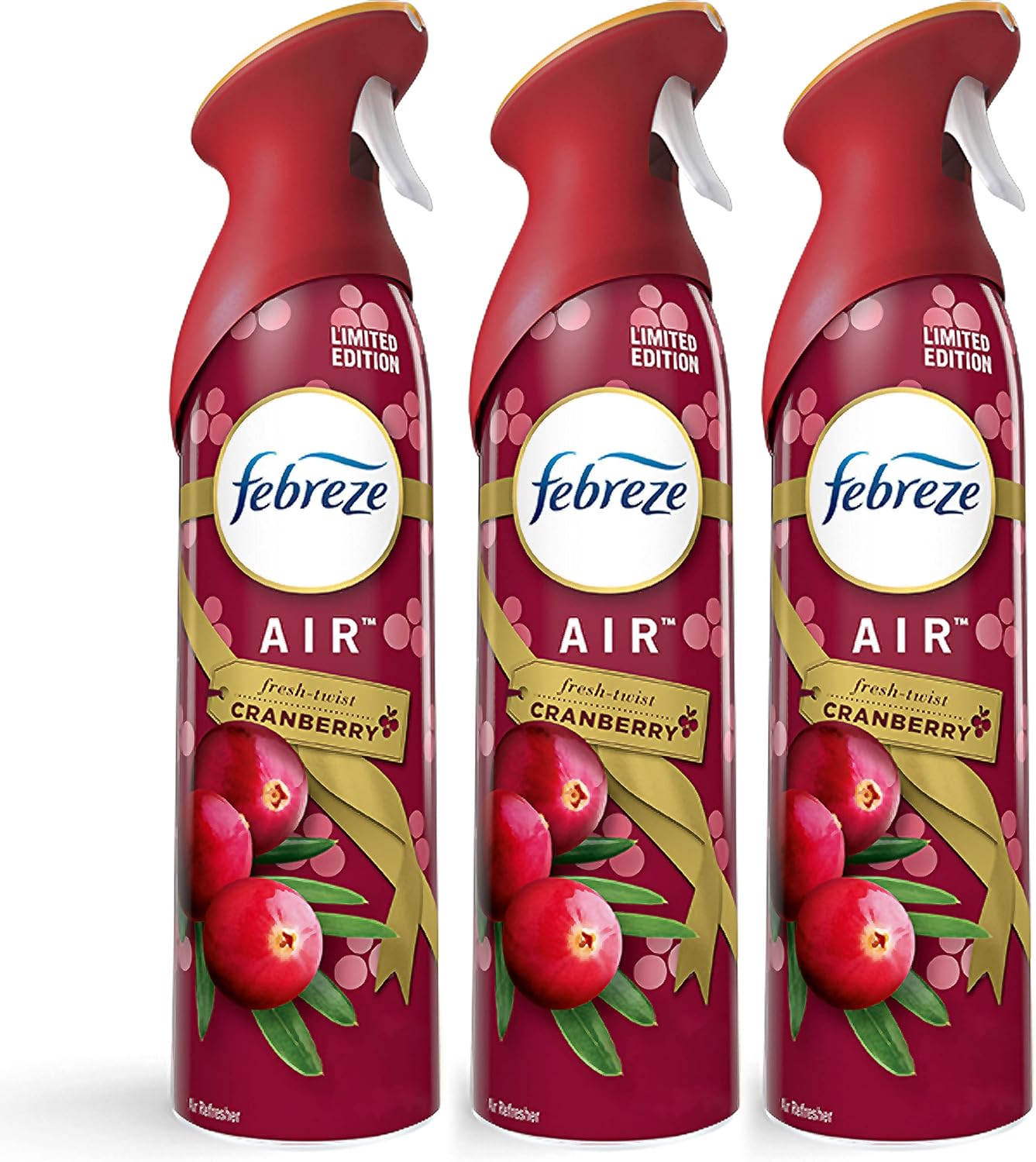 Febreze Ambientador en aerosol en edición limitada Holiday Collection 2020 Fresh-Twist Cranberry Fragrance (peso neto 8.8 onzas por botella).