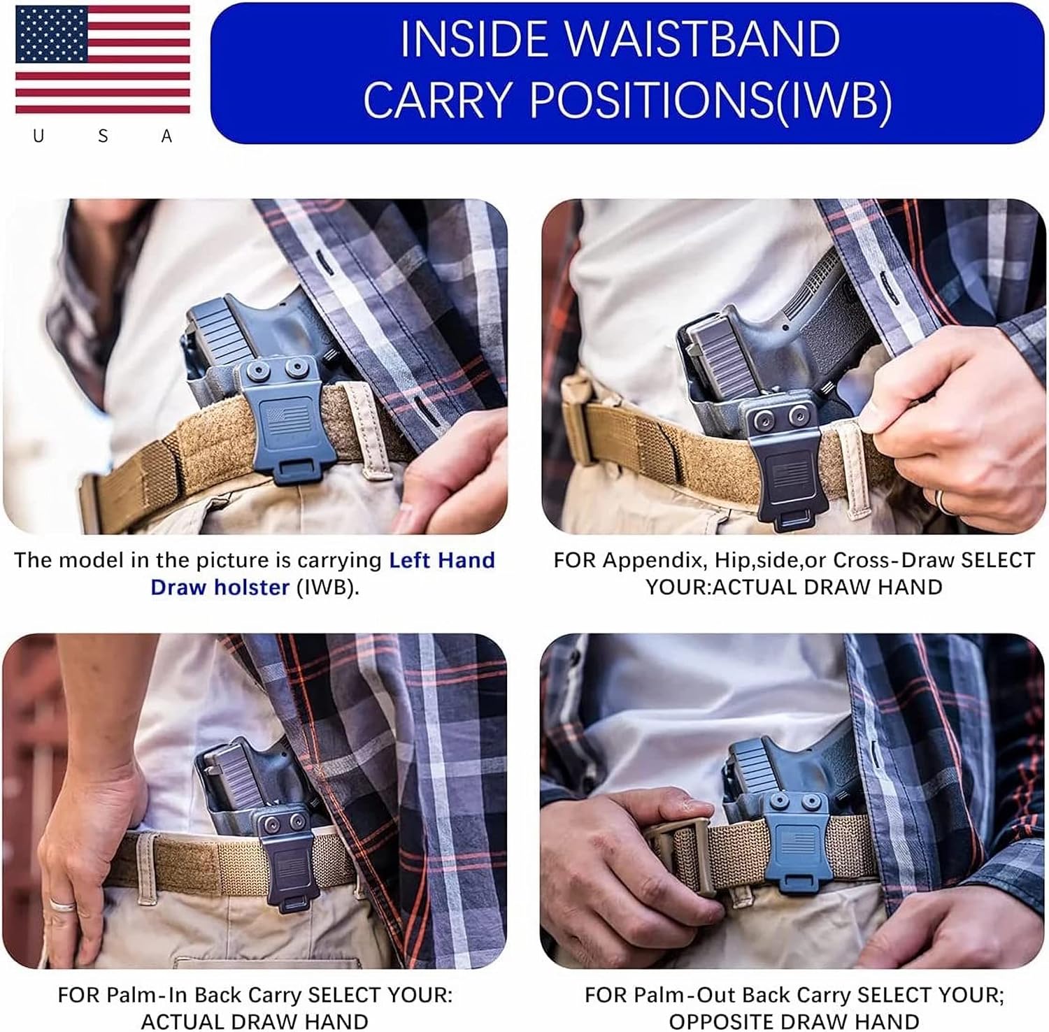 Adjustable Flexible Carry Carbon Fiber Gun Holster – Inside & Outside Waistband, Durable, Lightweight – Sweatproof & Anti-Scratch, Concealed Holster