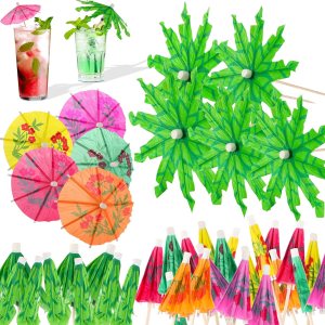 UPINS 100 piezas de sombrillas de bebida para cóctel, palmera de coco tropical verde, sombrillas de papel, sombrillas de cóctel para cupcakes, UPINS 100 piezas de sombrillas de bebida para cóctel, palmera de coco tropical verde, sombrillas de papel, sombrillas de cóctel para cupcakes,