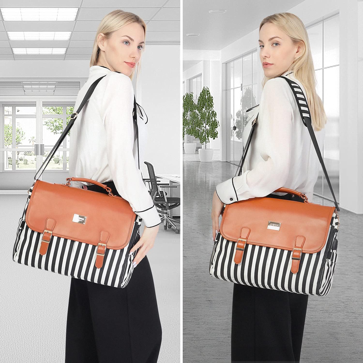 LOVEVOOK Bolsa para laptop para mujer, bolsa de computadora de gran capacidad, bonita bolsa de mensajero de hombro, bolsas de trabajo de negocios,