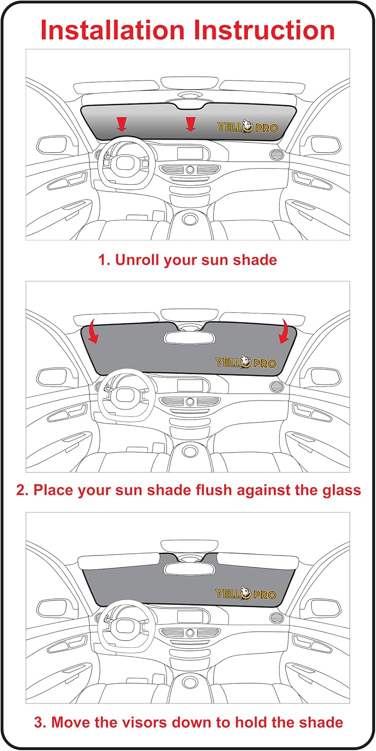 YelloPro – Parasol para parabrisas delantero de ajuste personalizado para Hyundai Ioniq 6 Sedán 2023 2024, SE, SEL, Limited, parasol con reflector
