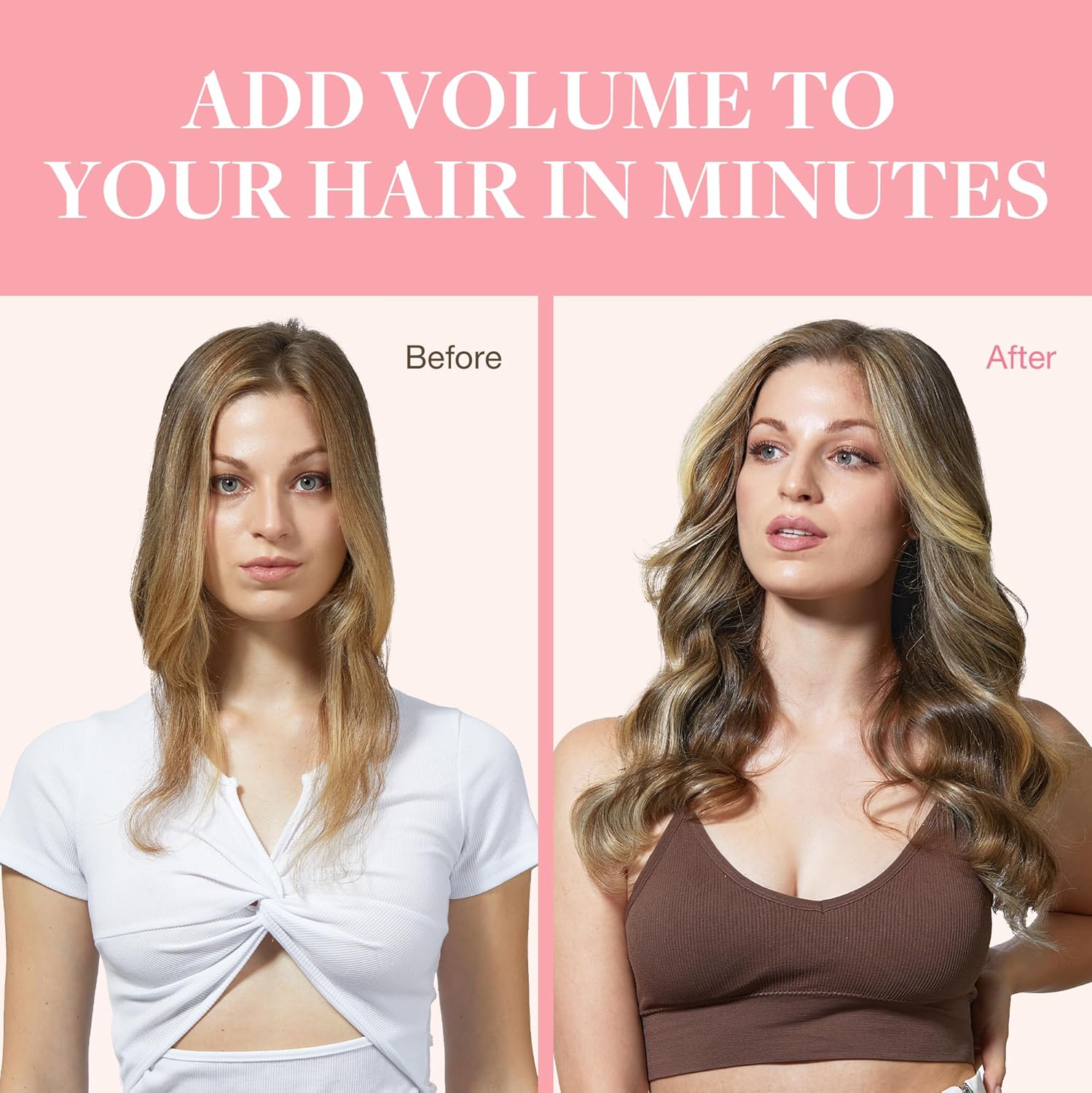 GOO GOO – Extensiones de cabello humano Remy con clip en ombré color castaño oscuro a castaño y rubio sucio de 22 pulgadas, 7 piezas de 4.23oz