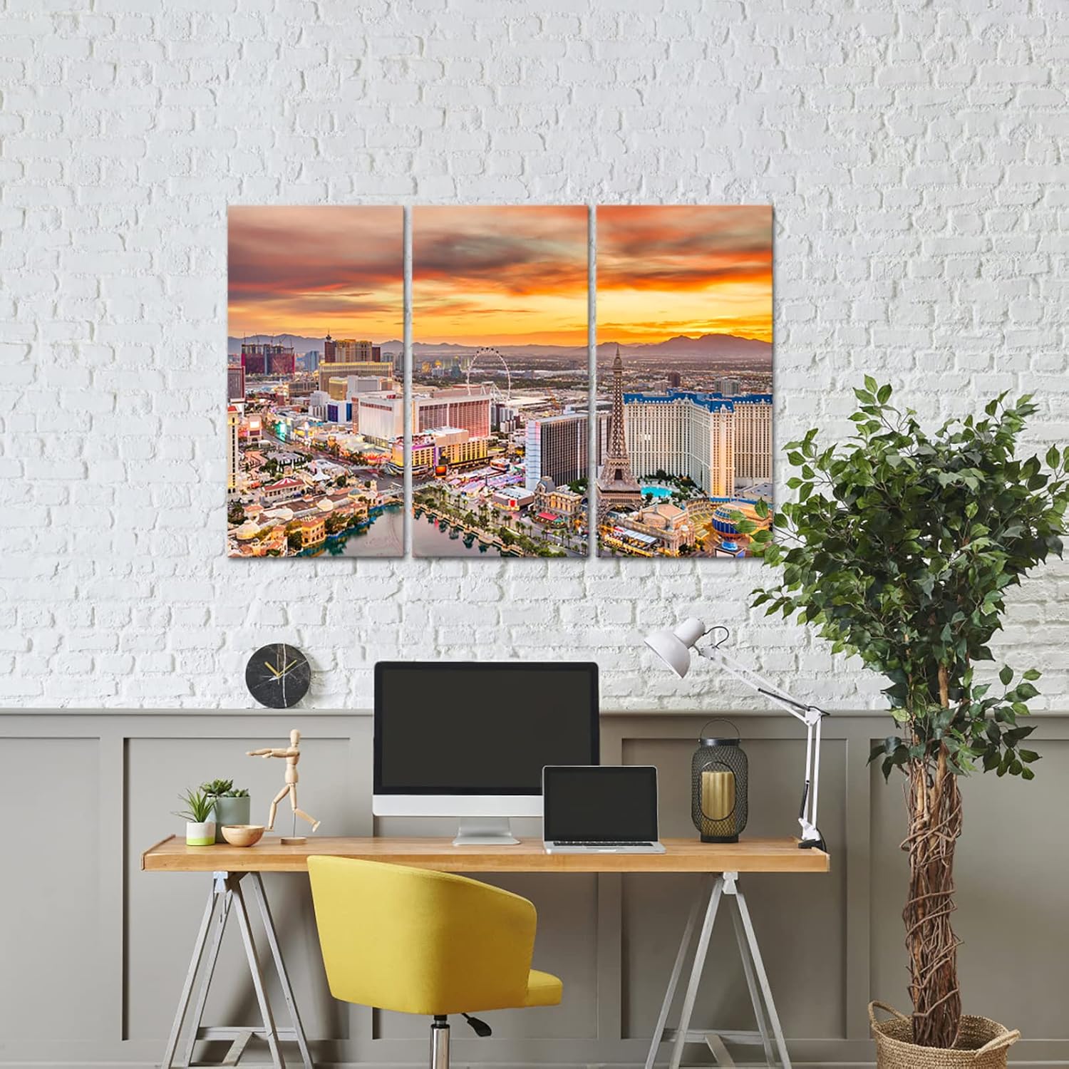 Nachic Wall Lienzo artístico de ciudad de Las Vegas, Nevada al atardecer, arte de pared, póster de horizonte de EE. UU., impresiones de pintura para