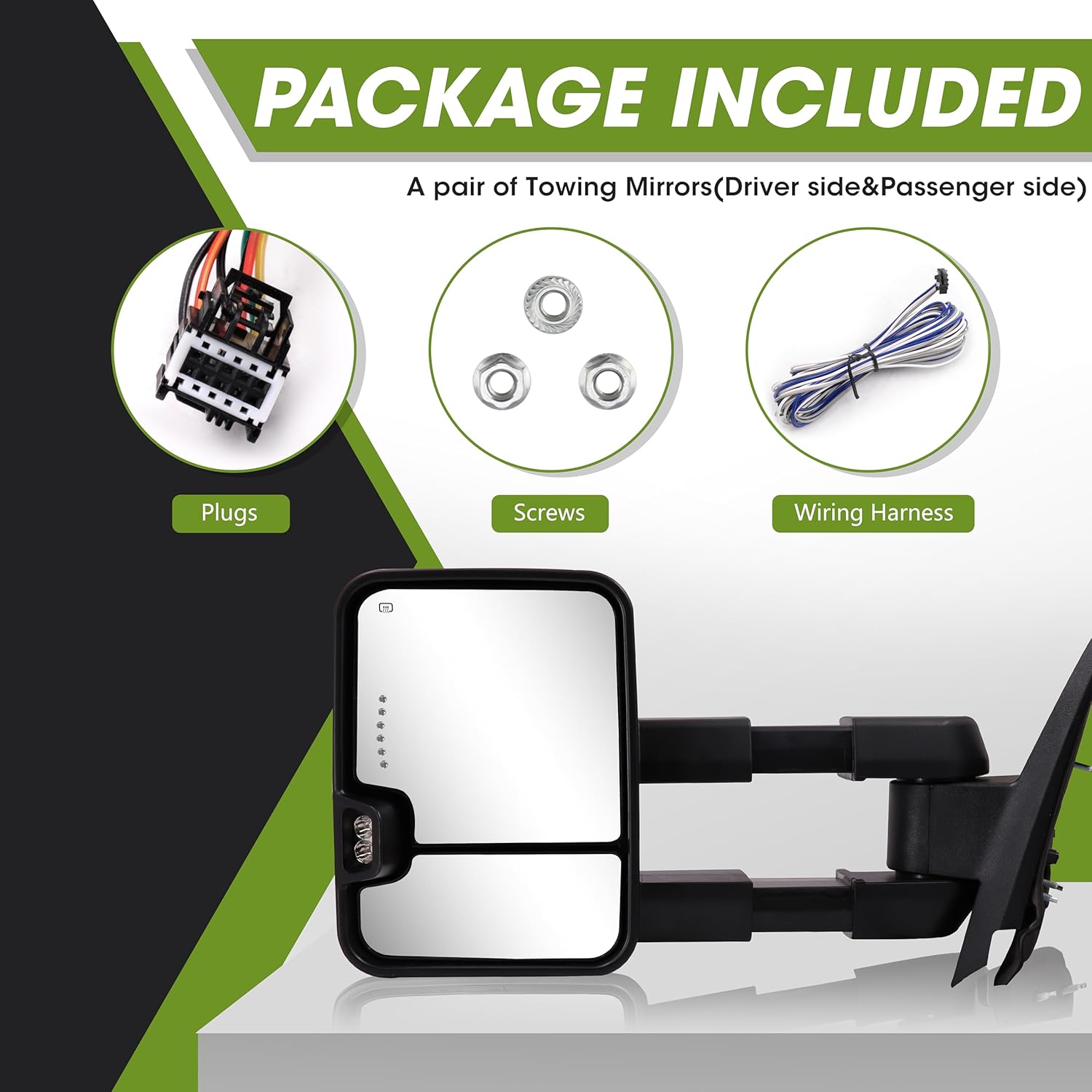 Switchback – Espejos de remolque para Chevy Silverado Suburban Avalanche Tahoe 2007-2014, espejo de remolque GMC Sierra Yukon con luz de señal