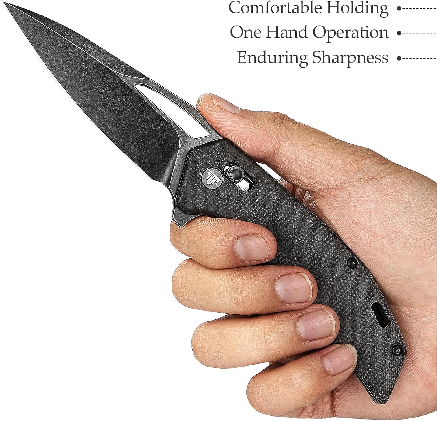 Cuchillo plegable de bolsillo para hombres, transporte diario, cuchillo con clip para EDC camping al aire libre, hoja de acero 14C28N de 3.38