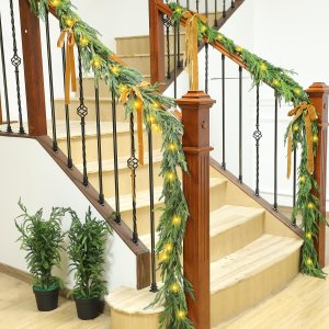 Real Touch Norfolk – Guirnalda de pino sintético de Navidad, guirnalda de pino artificial preiluminada, con luces LED blancas cálidas para Navidad, Real Touch Norfolk – Guirnalda de pino sintético de Navidad, guirnalda de pino artificial preiluminada, con luces LED blancas cálidas para Navidad,