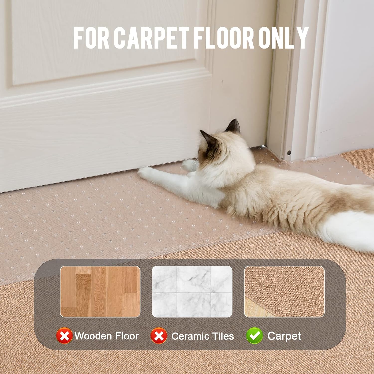 Uross Protector de alfombra para mascotas de 3.28 pies, protector de alfombra de gato para puerta, antiarañazos de gato, protector de alfombra de