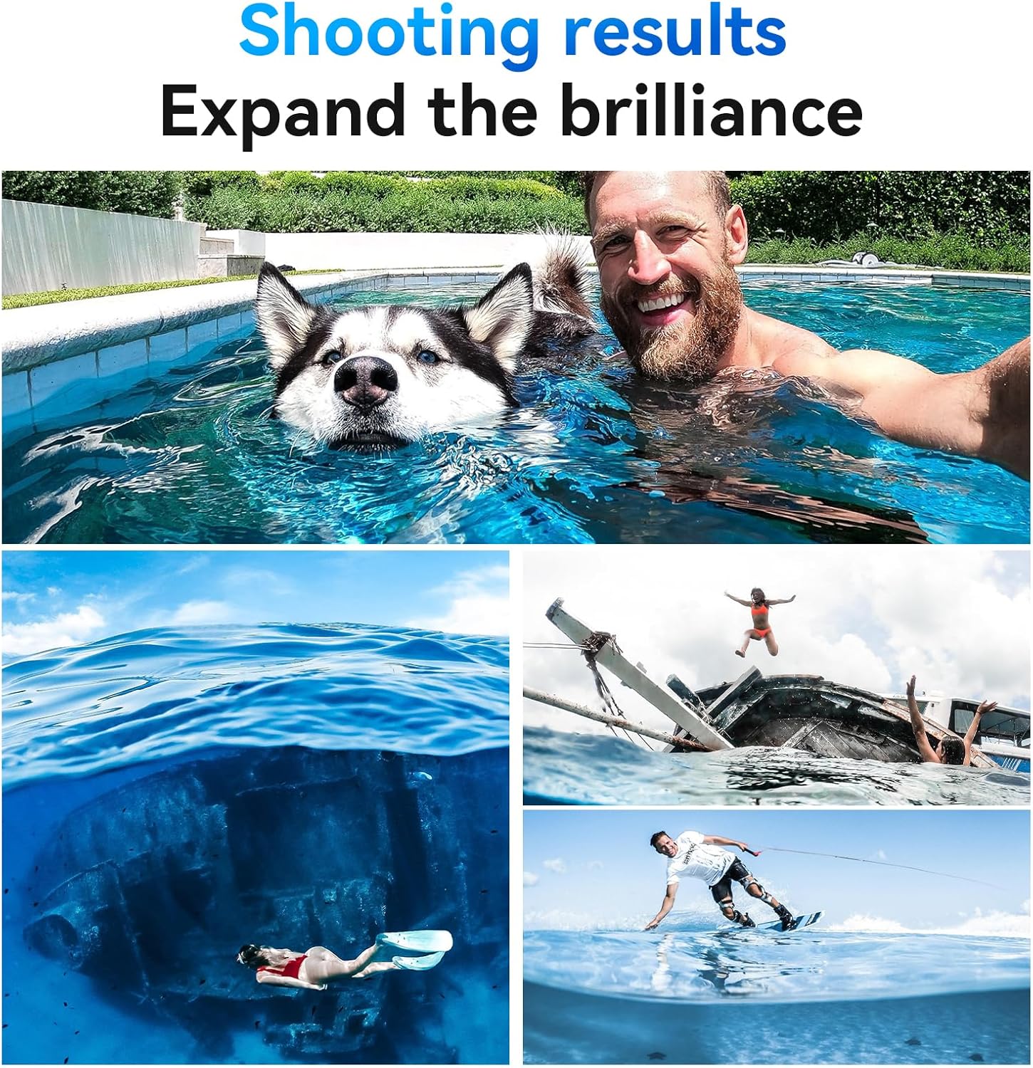 Puerto de cúpula impermeable para DJI Action 3 4, carcasa subacuática con asa flotante, correa de muñeca, accesorios de buceo y snorkel