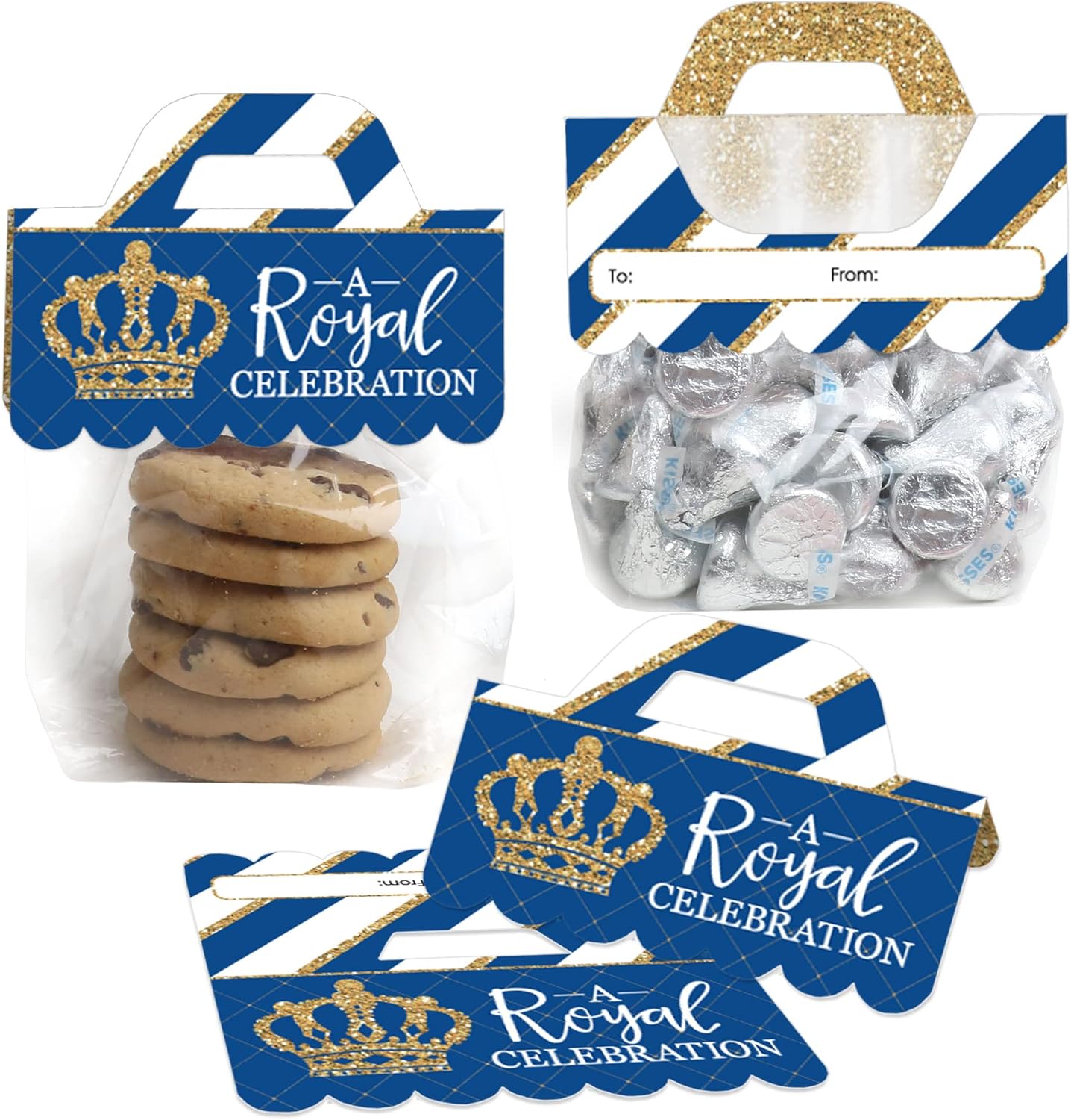 Big Dot of Happiness Royal Prince Charming – Etiquetas transparentes para bolsas de regalo para baby shower o fiesta de cumpleaños, bolsas de dulces