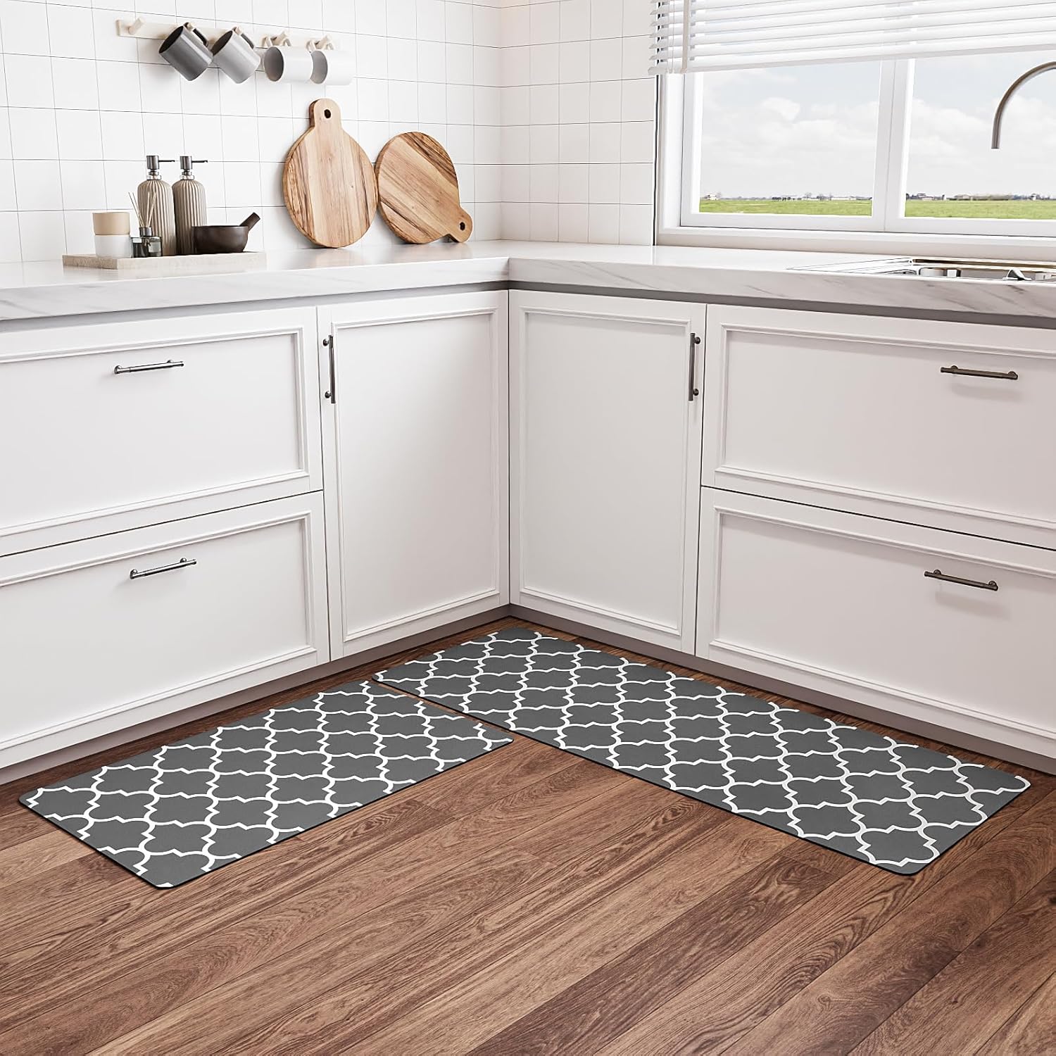 Vonabem Alfombras y tapetes de cocina2 piezas Tapete de cocina antideslizante absorbente y resistente a la suciedad, tapete de piso de cocina