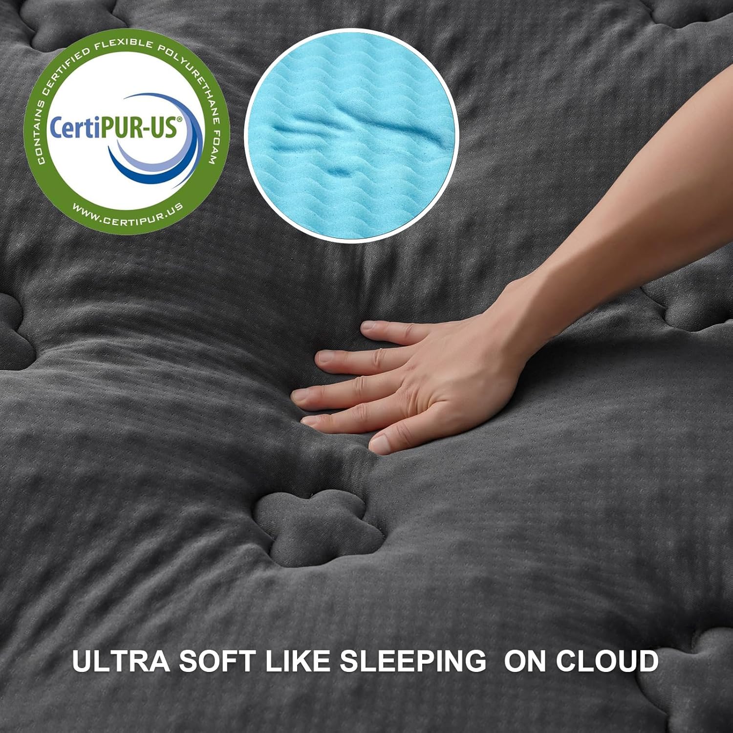 Hansleep Cubrecolchón de espuma viscoelástica California King, funda de colchón Cal King con bolsillo profundo, cubrecolchón transpirable con espuma