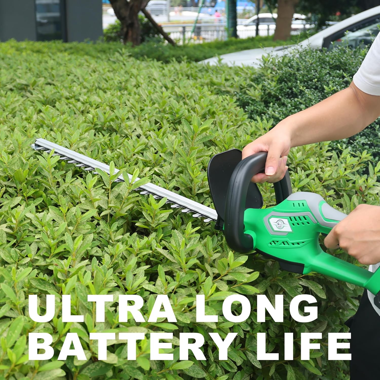 CaliGreen Tools – Cortasetos de corte láser inalámbrico de 21 V, 22 pulgadas, batería de 3.0 Ah y cargador incluidos