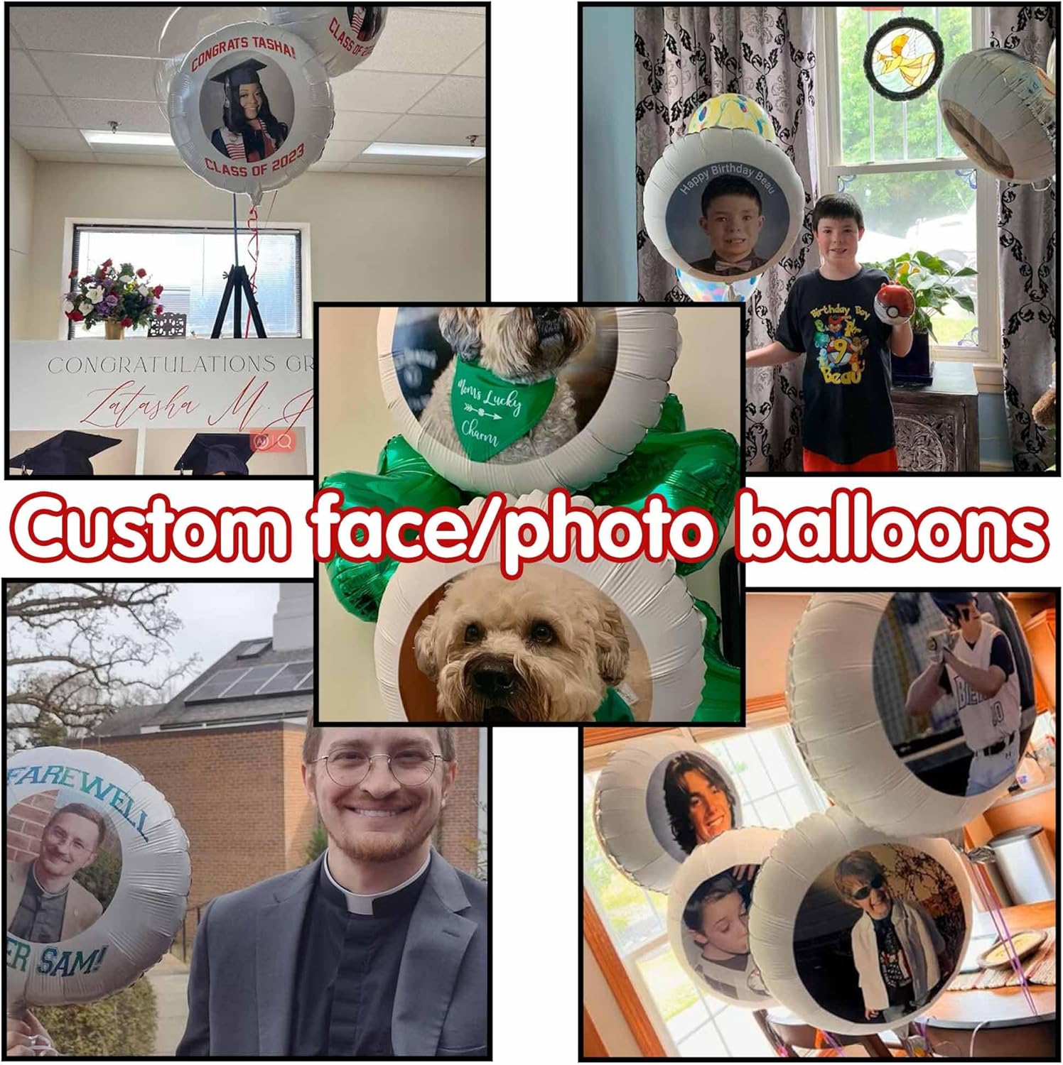 Globo personalizado con cara, fotos personalizadas, globos de feliz cumpleaños, globos con nombre personalizado para regalos de fiesta de aniversario