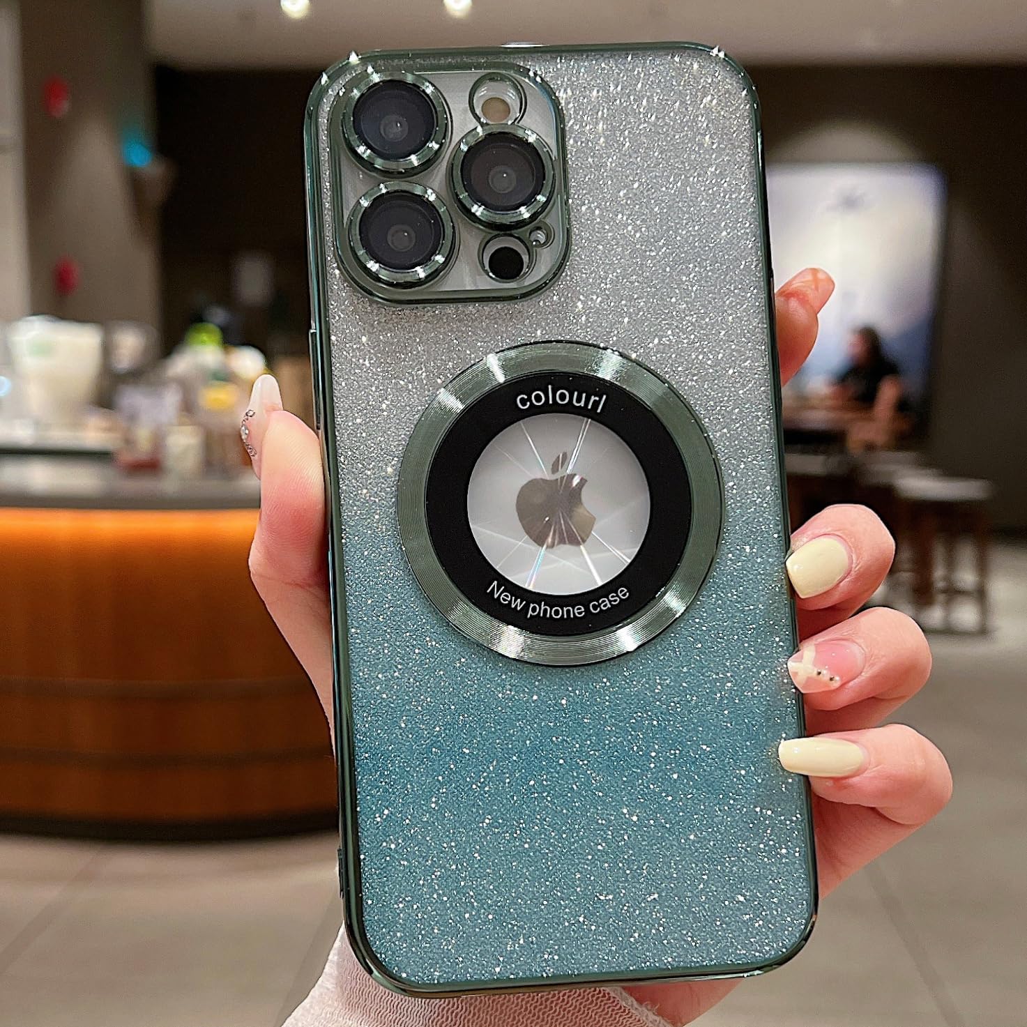 ZXDK Funda magnética con purpurina para iPhone 13 Pro Max, compatible con MagSafe con protector de cámara, funda suave y brillante de lujo, bonita y