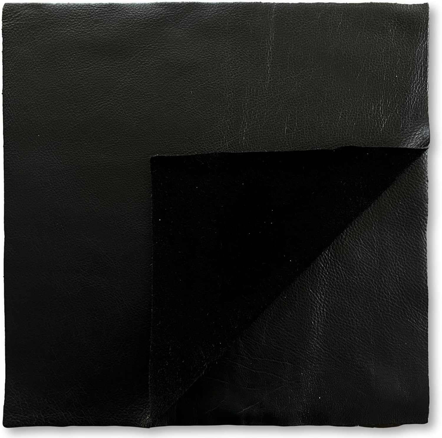 Cuero de vaca de grano natural piezas de cuero precortadas de 12” x 12” (negro, 1 pieza)