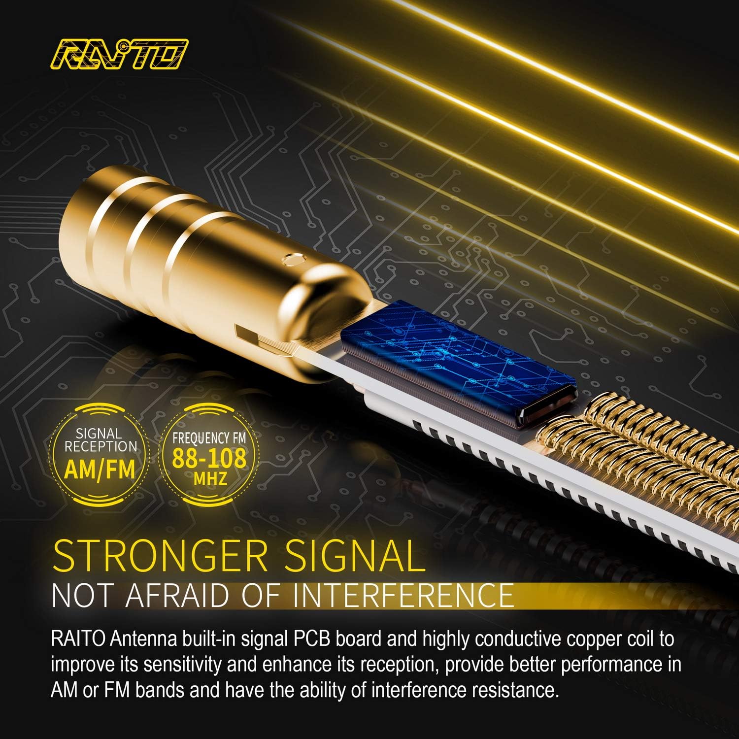 RAITO Antena corta de radio AM FM de 4.8 pulgadas compatible con Tacoma 1995-2016