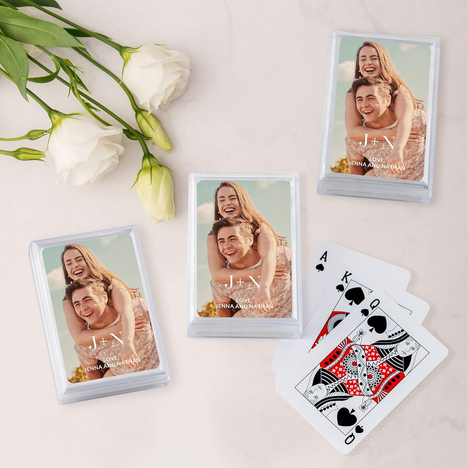 WEDDINGSTAR Tarjeta de juego impresa con foto personalizada, amor moderno (paquete de 30)