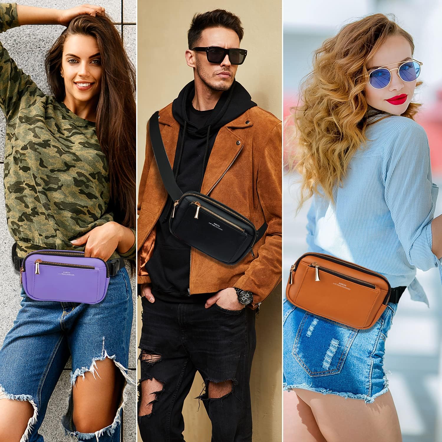 Riñonera para mujer, riñonera de cuero a la moda para hombres y niñas, talla grande, con correa ajustable, impermeable, lindas bolsas de cadera para