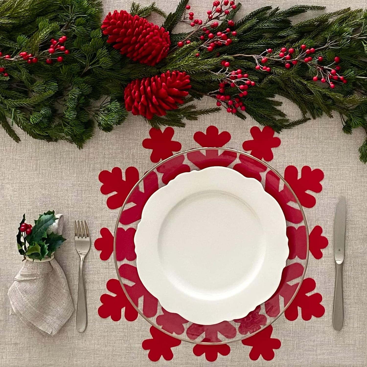 Silvana Papier Manteles individuales de papel troquelado para crear manteles de Navidad. Colección Copo de Nieve. Desechables Paquete de 12 unidades