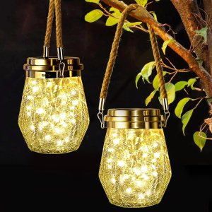 Keevvon Farol solar para exteriores, paquete de 2 luces solares colgantes para exteriores, impermeables, 60 linternas LED mejoradas, decoración de Keevvon Farol solar para exteriores, paquete de 2 luces solares colgantes para exteriores, impermeables, 60 linternas LED mejoradas, decoración de