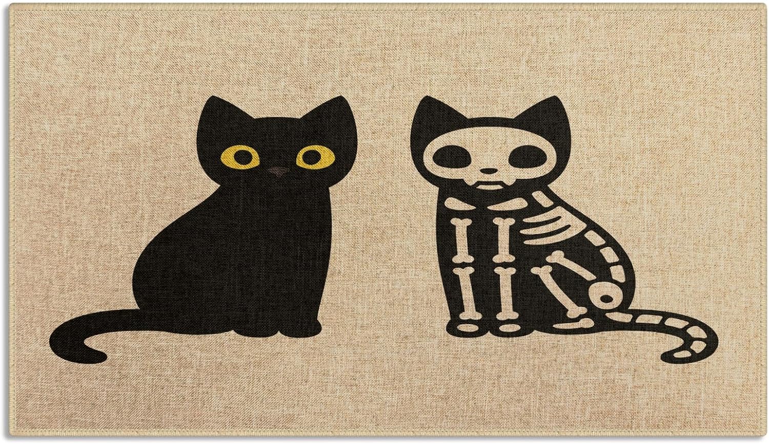 Tapete para puerta de gato, tapete de bienvenida con diseño de calavera, bonito tapete para puerta delantera, tapete para entrada interior y