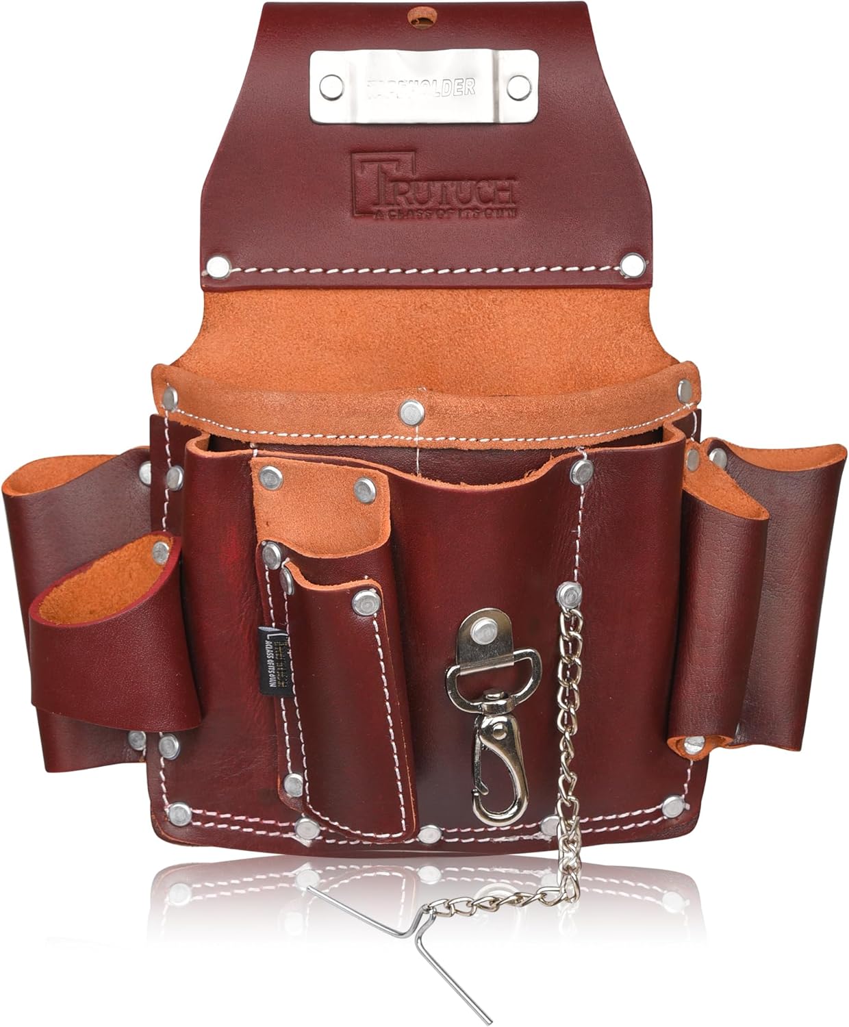 Bolsa de herramientas de electricista de cuero de grano granate, bolsa de herramientas eléctricas de carpintero  Bolsa de electricista para hombres