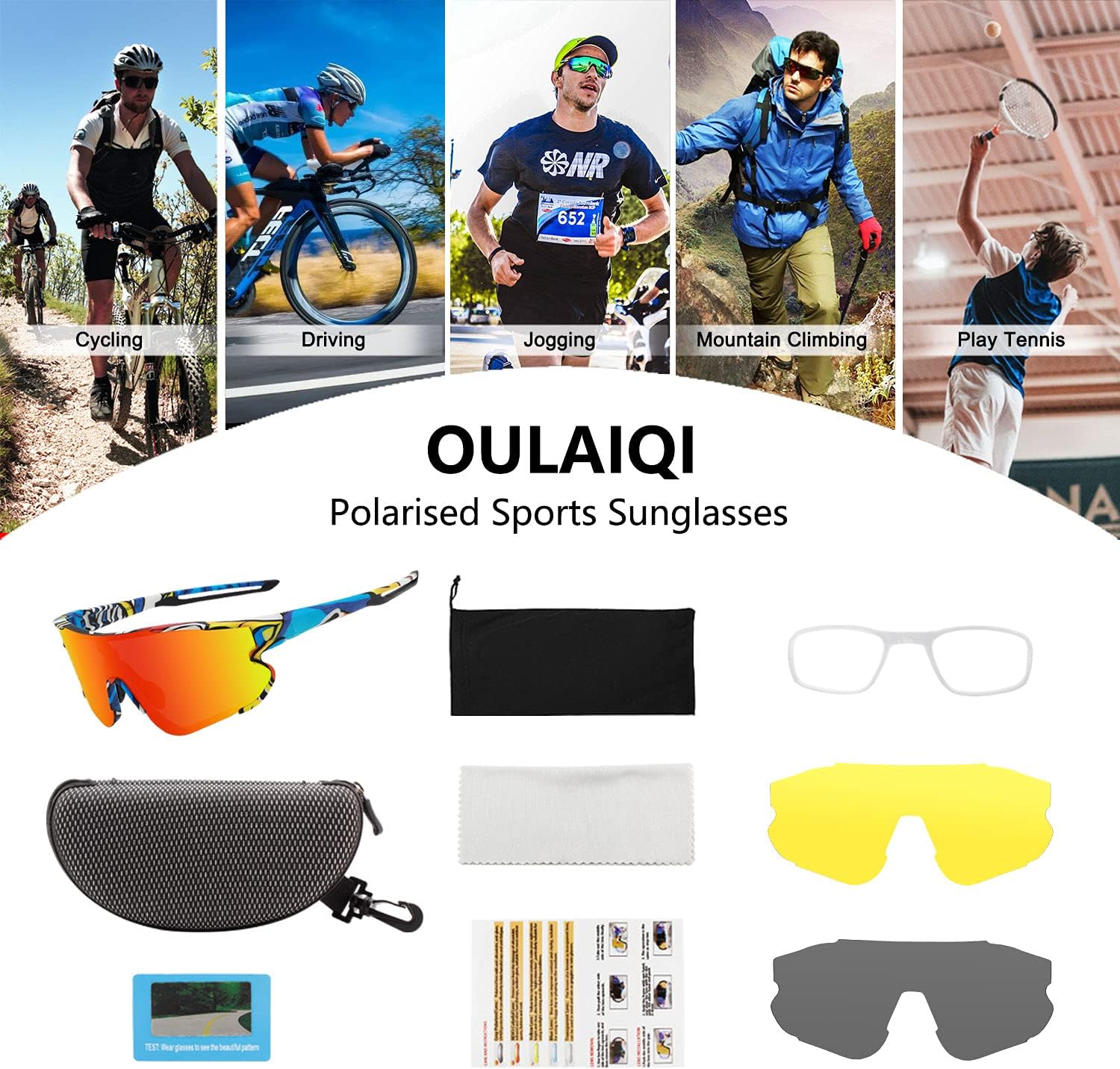 Gafas de sol deportivas de ciclismo para hombres y mujeres con 1 o 3 lentes intercambiables, gafas de béisbol