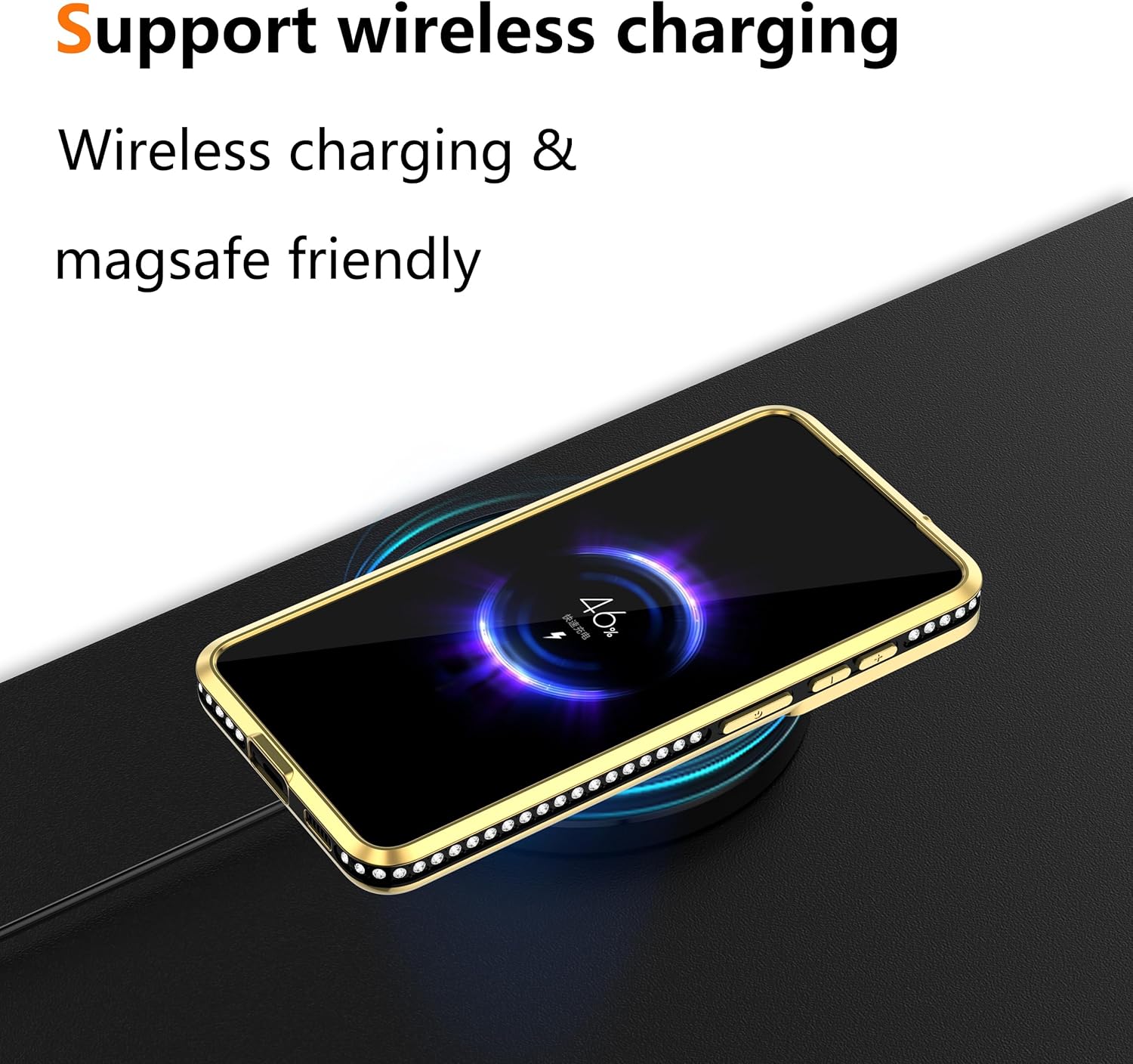 Gritup Funda compatible con Samsung Galaxy S21 FE con protector de pantalla, diseño de corazón de amor, diamantes de imitación brillantes para niñas