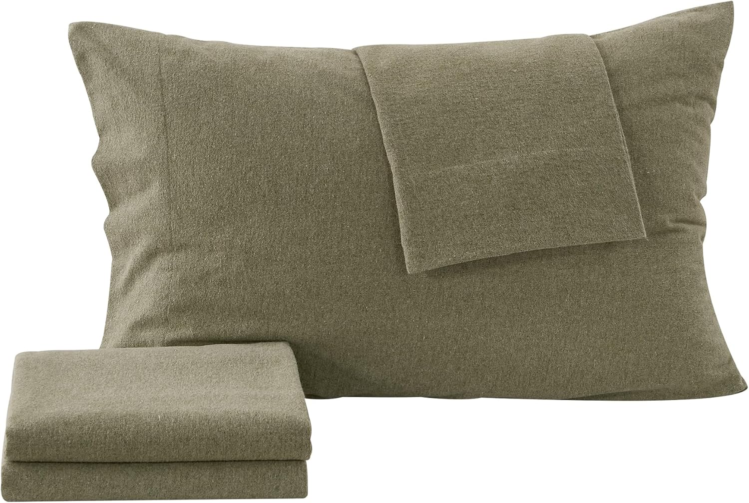Great Bay Home Juego de sábanas de franela de mezcla de algodón de 4 piezas  Sábanas y fundas de almohada de algodón  Cálidas, doble cepillado para