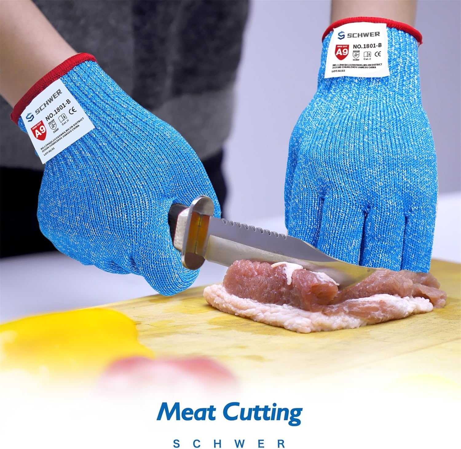 Schwer SlicePro ANSI A9 – Guantes resistentes a los cortes PR1801, guantes de corte confiables de grado alimenticio, guantes de mandolina para