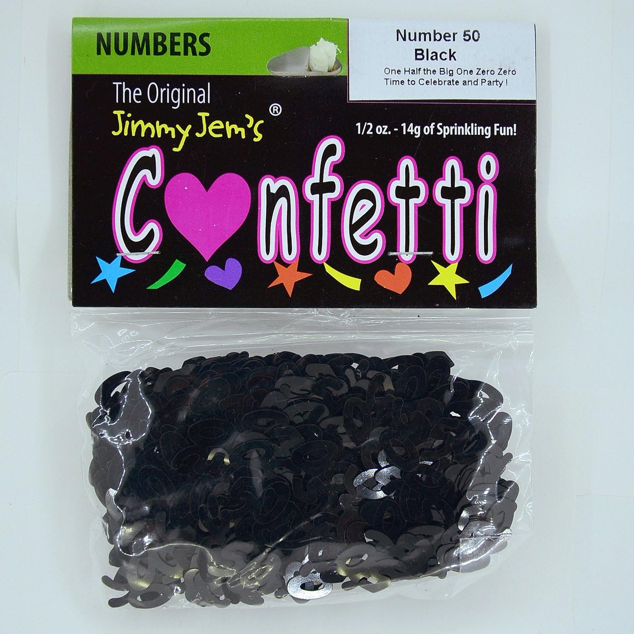 Confeti número 50 negro – 2 bolsas de media onza (1 oz) #7501 Q01