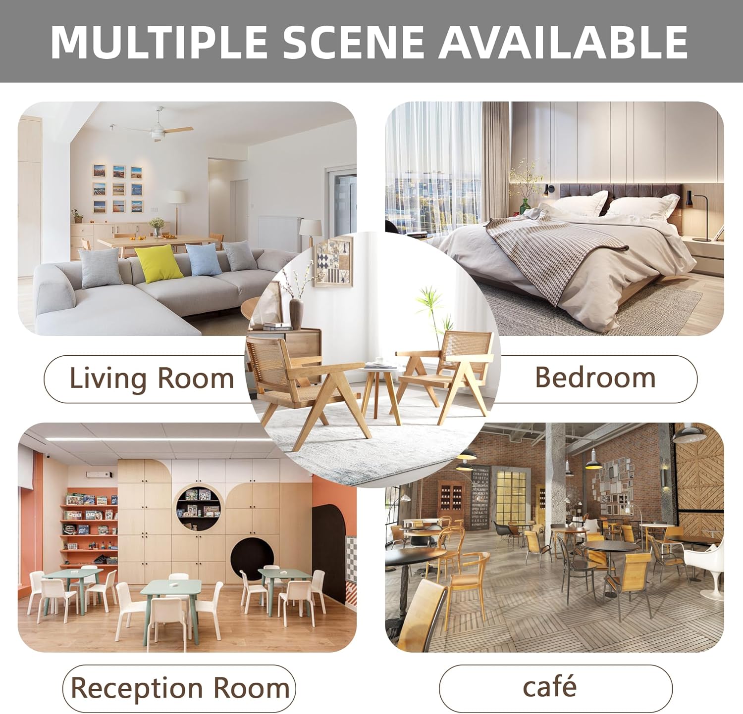 GOOLON Juego de 2 sillas decorativas de ratán, sillas de sala de estar, sillas de madera de diseño moderno de mediados de siglo con respaldo grande,