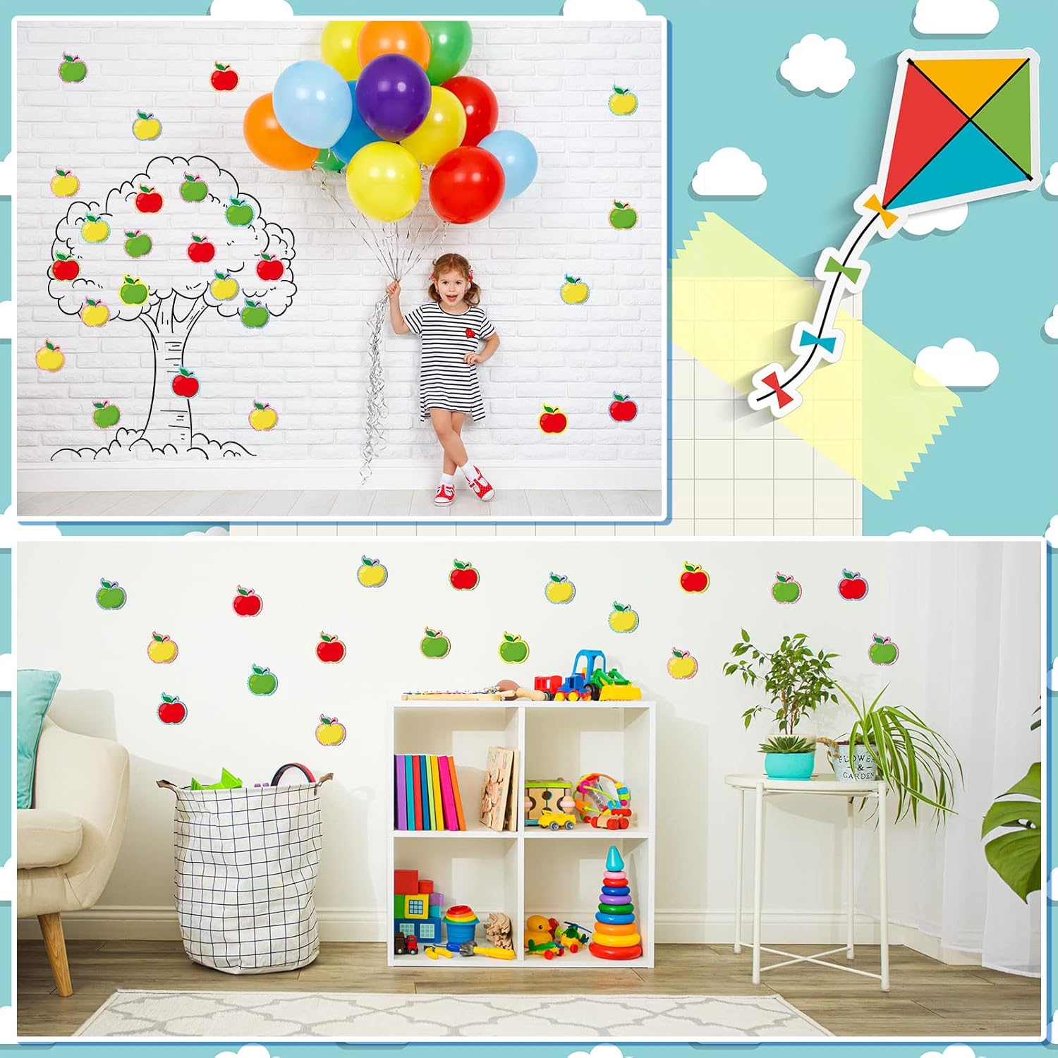 Zonon 90 piezas de recortes de manzana, decoración de tablón de anuncios para oficina, aula, fiesta, tablón de anuncios, pizarra de pared,