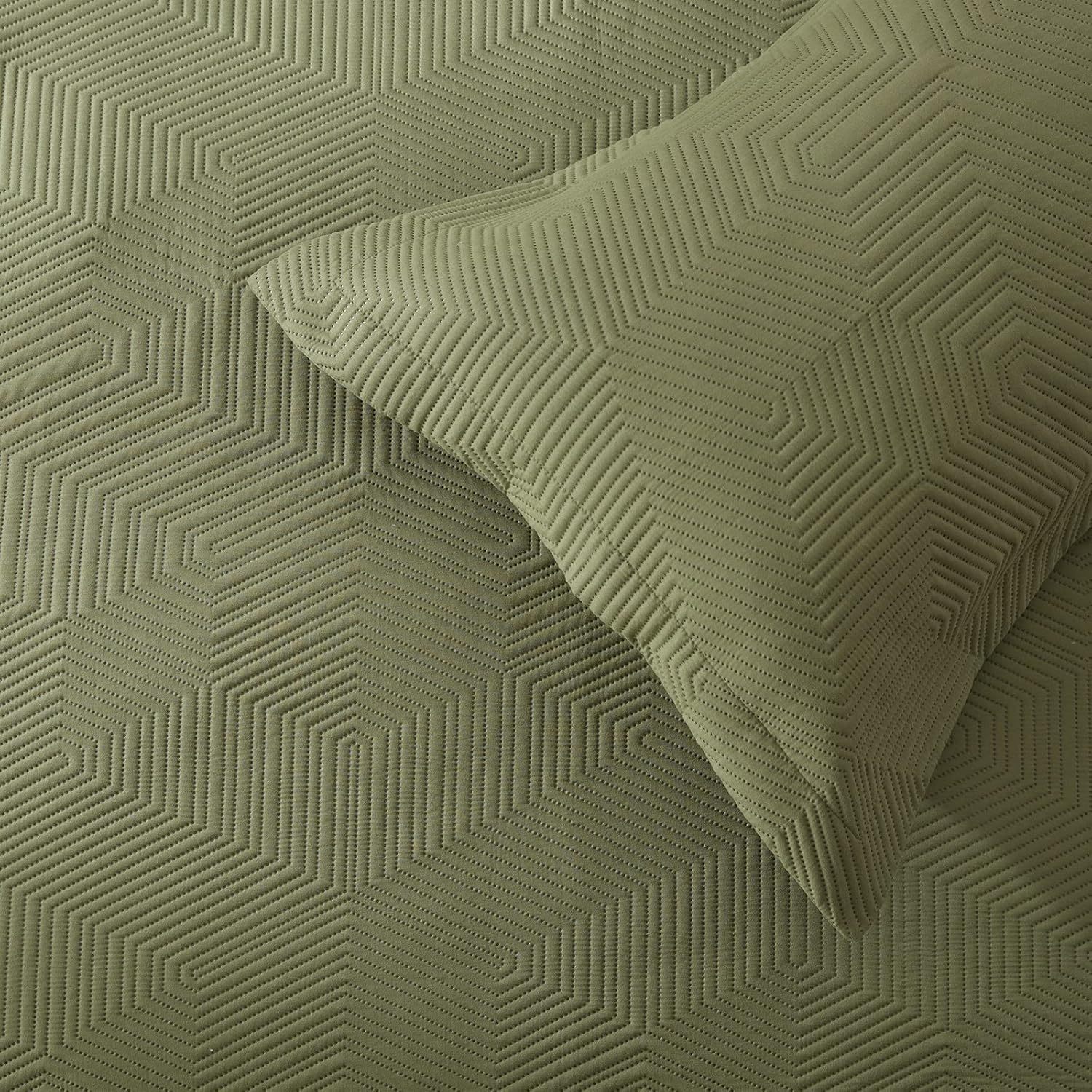 SunStyle Home Juego de edredón de 3 piezas para todas las estaciones, 1 edredón y 2 fundas de almohada, microfibra suave, ligera y reversible (verde