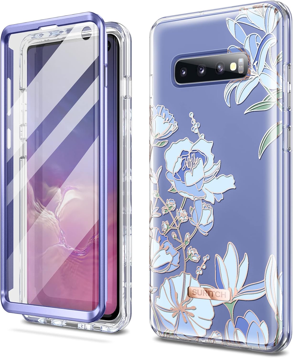 SURITCH Funda para Samsung Galaxy S10 mejorada, protector de pantalla antiarañazos integrado protección de doble capa Protección completa de 360 a