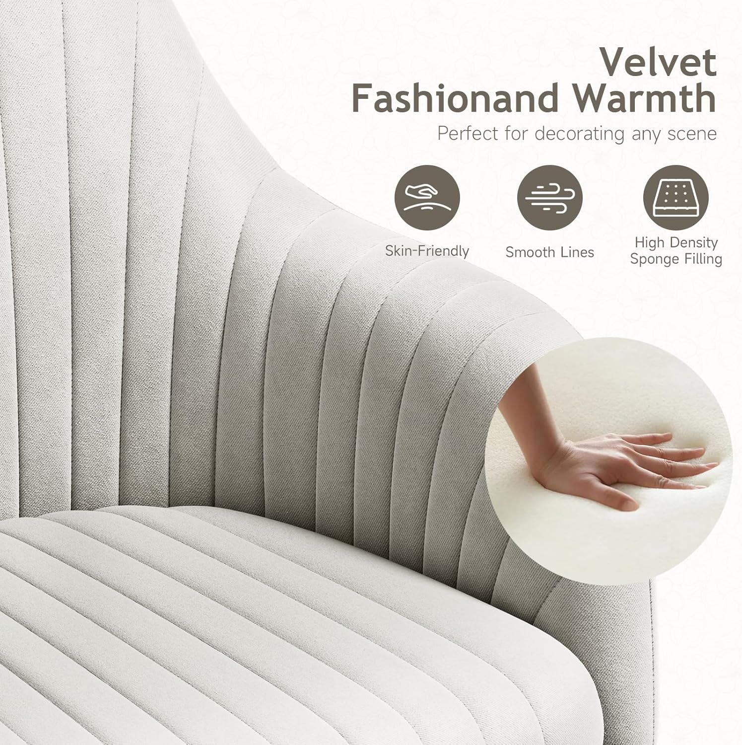 Warmiehomy Silla de escritorio de terciopelo moderna para oficina en casa, cómodas sillas de tocador, silla giratoria ajustable para computadora,