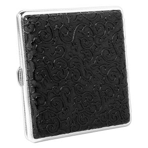 Un estuche de cigarrillos de metal moderno y ultrafino con un clip de resorte de doble cara y un patrón de hierba de espiga retro (20, tangcao negro) Un estuche de cigarrillos de metal moderno y ultrafino con un clip de resorte de doble cara y un patrón de hierba de espiga retro (20, tangcao negro)