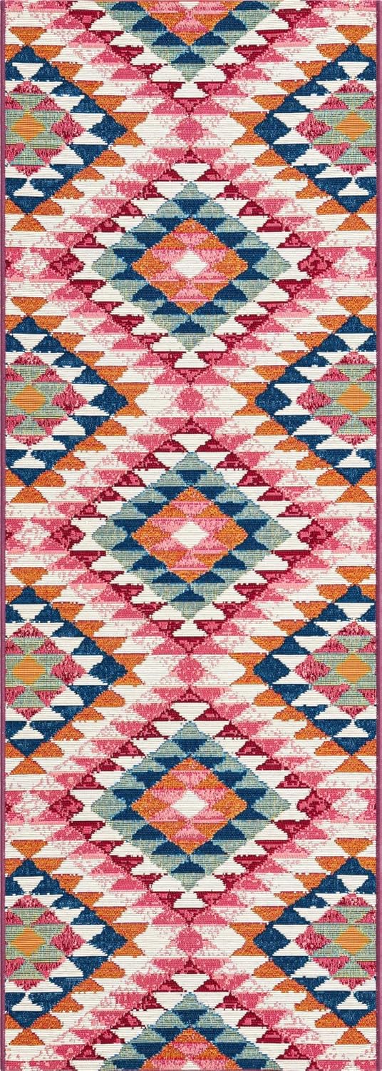 Unique Loom Outdoor Southwestern Collection – Alfombra de área – Fethiye (2 pies x 6 pies 1 pulgada, multidorado)