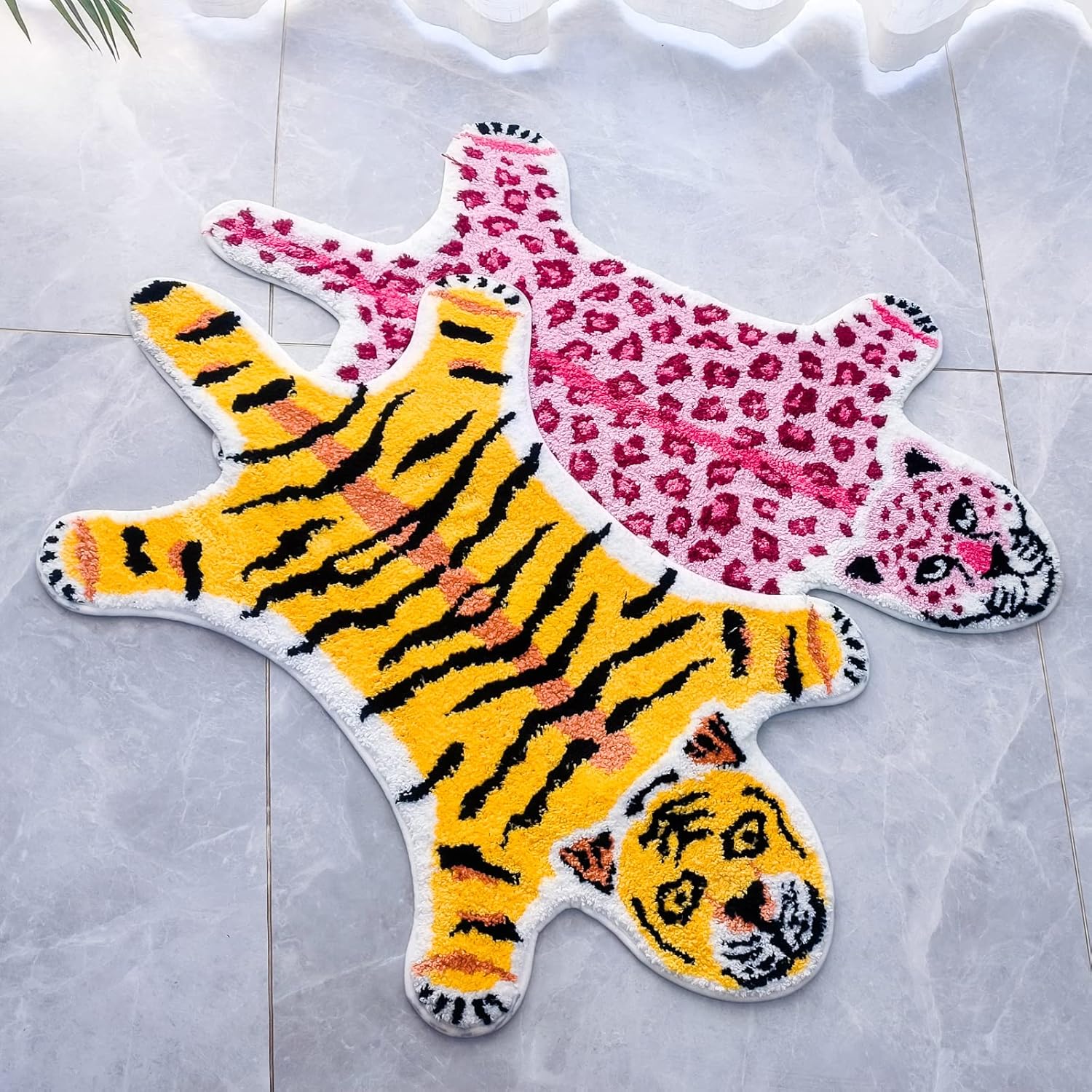 Alfombra con estampado de leopardo, tapete de baño de leopardo rosa para baño, tapete antideslizante con estampado de animales, alfombra absorbente