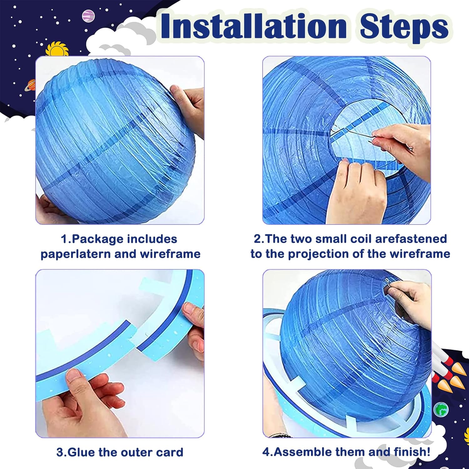 38 linternas de papel colgantes del sistema solar, planetas colgantes espaciales, decoraciones de remolinos para cumpleaños, espacio, galaxia,