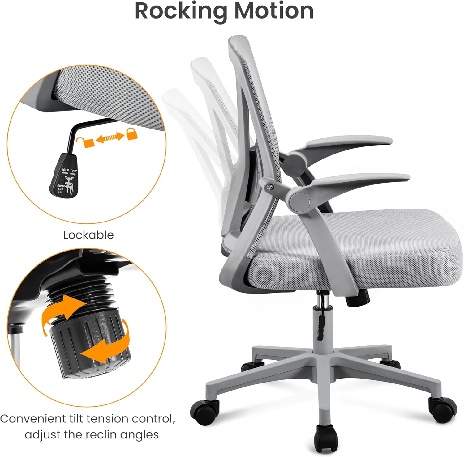 Topeakmart Silla de oficina, silla de escritorio de malla para computadora con ruedas, silla ergonómica de oficina, silla giratoria de altura