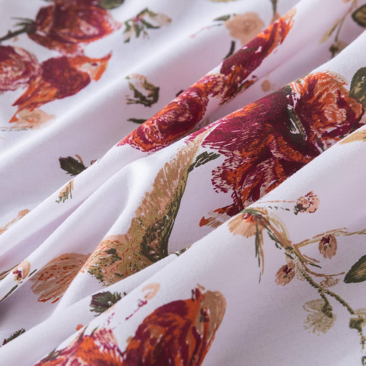 Tache Floral Colibríes Borgoña, Marfil Antiguo, Vintage Farmhouse Spring Country Rustic Microfibra Reversible Rose Garden Funda de edredón