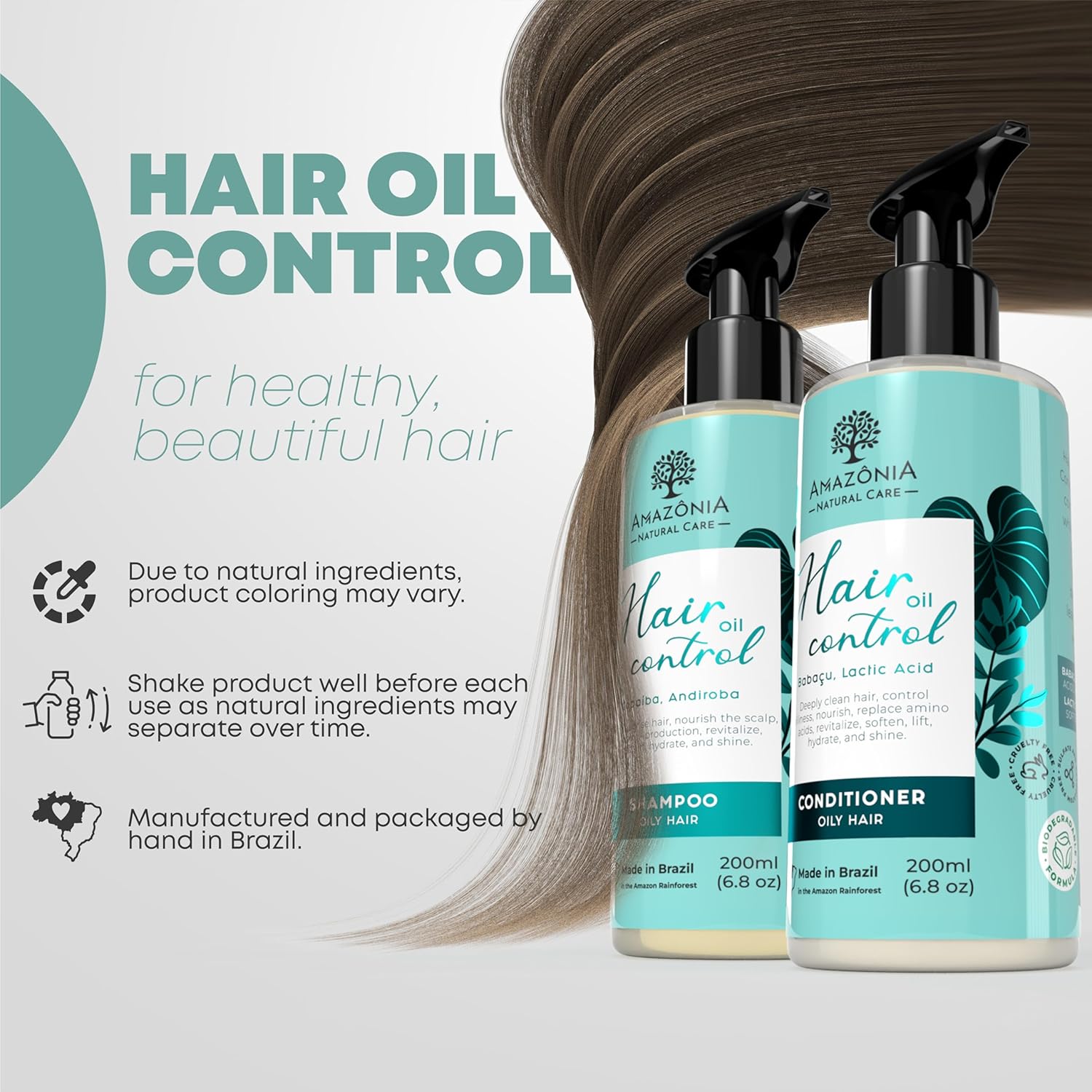 Champú natural para cabello graso, mujeres y hombres, juego de champú y acondicionador clarificante, acondicionador de limpieza profunda, champú y