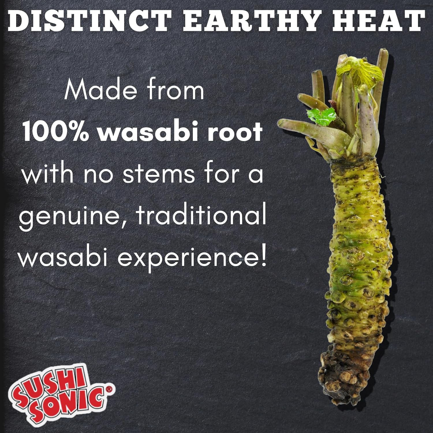 Sushi Sonic Polvo de wasabi 100% real, sin rellenos, sin OMG, vegano, utiliza el auténtico polvo de wasabi para el sabor tradicional, tarro de 1.25