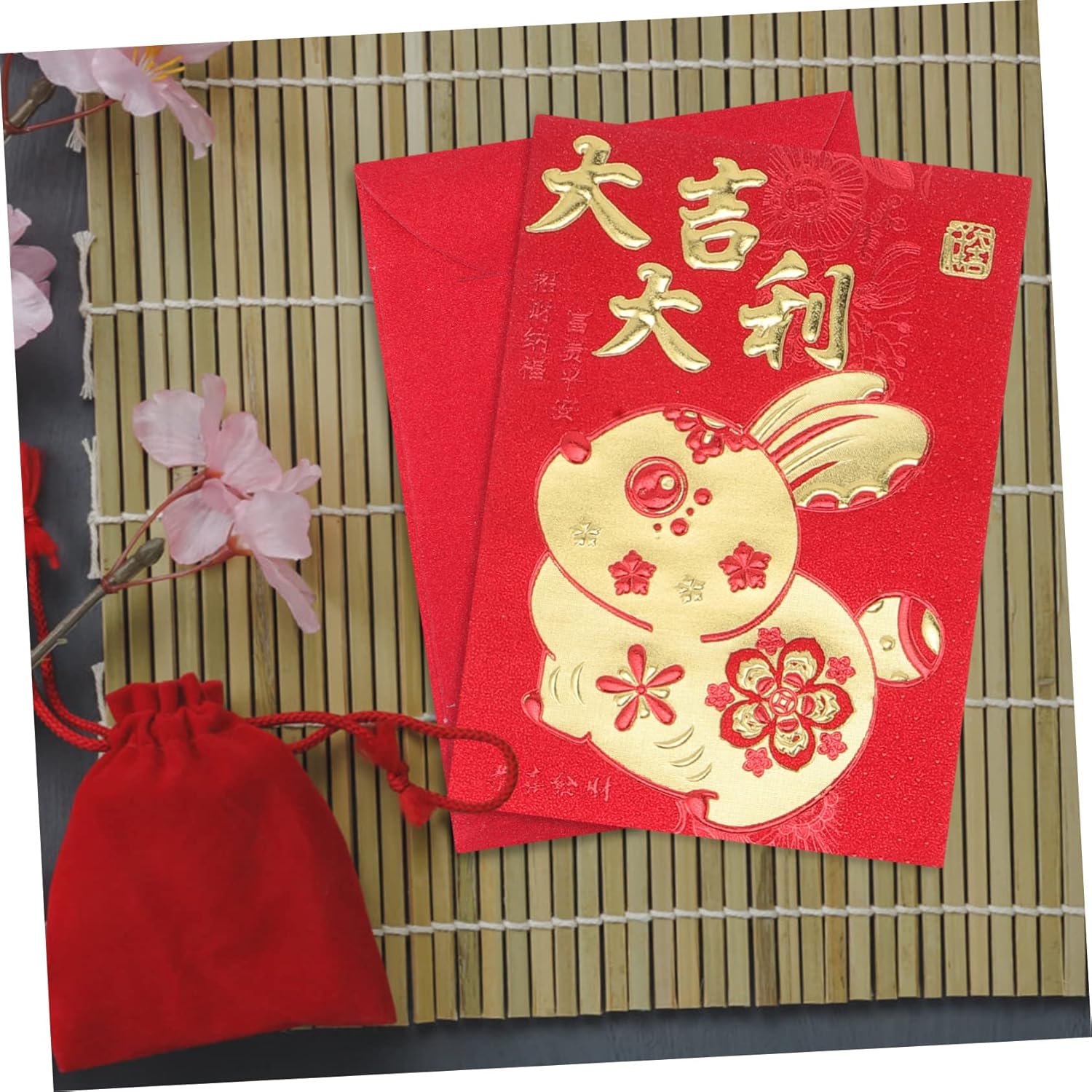 STOBOK 180 Pcs Year of The Rabbit Red Envelope Wedding Envelope Lunar Year Hong Bao Good Fortune Envelope Chinese Hongbao Rabbit Year Envelope