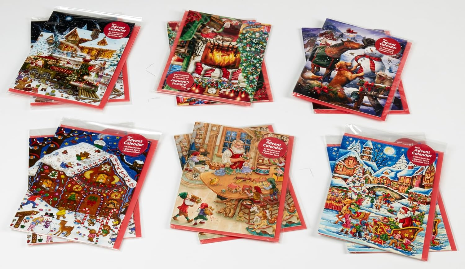 Vermont Christmas Company – Tarjetas de felicitación con calendario de Adviento divertidas y caprichosas, surtido de 12 tarjetas con sobres, la